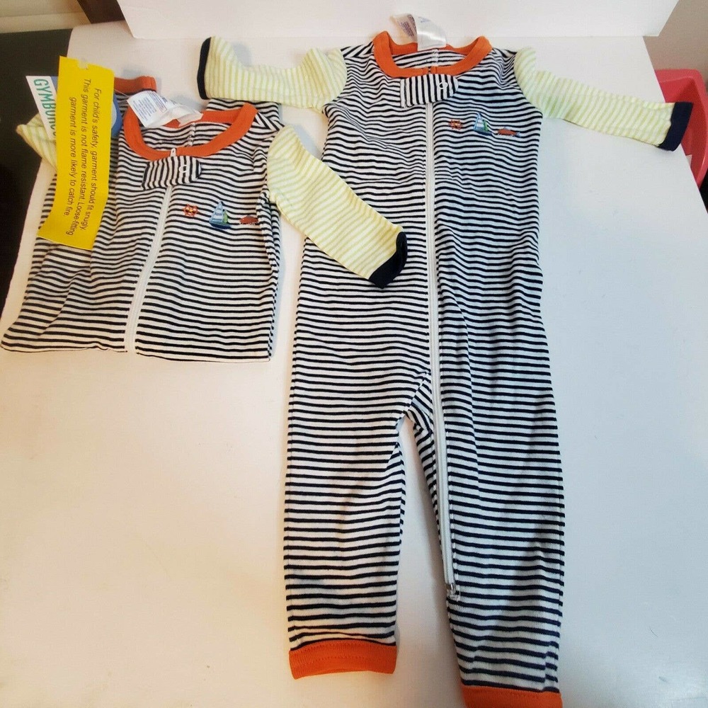 Nautical Adventures Boys Twins Baby 0-3 Month Set 2 pieces pajamas one piece